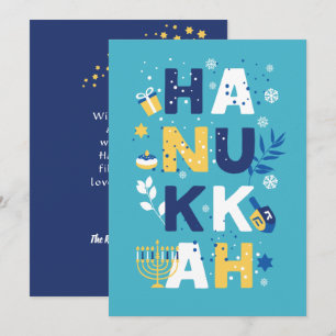 HANUKKAH Chanukah Menorah Dreidel Wenskaart