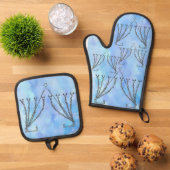 Hanukkah Chanukah Menorah Ovenwant & Pannenlap Set (Top down)