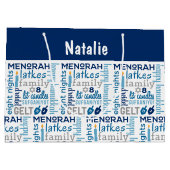 Hanukkah Chanukah Word Art Persoonlijke naam Groot Cadeauzakje (Achterkant)