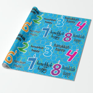 Hanukkah/Chanukah Wrapping Paper "Hanukkah Happy" Cadeaupapier