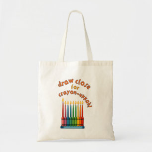 Hanukkah Chanukkah Crayon-ukkah Grappig Menorah Ca Tote Bag