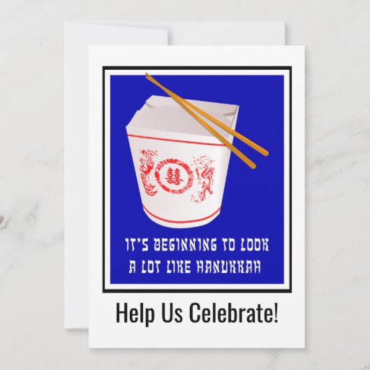 Hanukkah Chinees afhaalmenu uitnodiging (Voorkant)