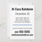 Hanukkah Chinees afhaalmenu uitnodiging (Achterkant)