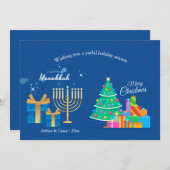 Hanukkah Christmas Wishes Holiday Card Feestdagenkaart (Voorkant / Achterkant)