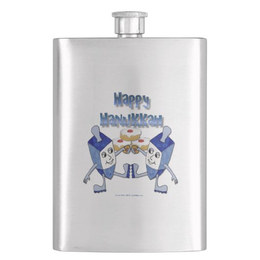 Hanukkah Dancing Dreidels en Jelly Doughnuts Heupfles (Voorkant)