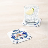 Hanukkah Dancing Dreidels en Jelly Doughnuts Kartonnen Onderzetters (Insitu)