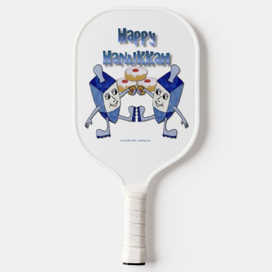 Hanukkah Dancing Dreidels en Jelly Doughnuts Pickleball Paddle (Achterkant)