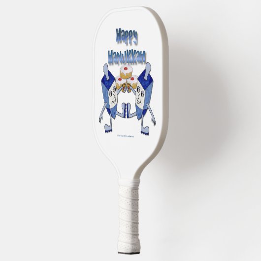 Hanukkah Dancing Dreidels en Jelly Doughnuts Pickleball Paddle (Links)