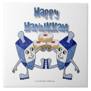Hanukkah Dancing Dreidels en Jelly Doughnuts Tegeltje
