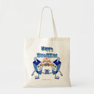 Hanukkah Dancing Dreidels en Jelly Doughnuts Tote Bag