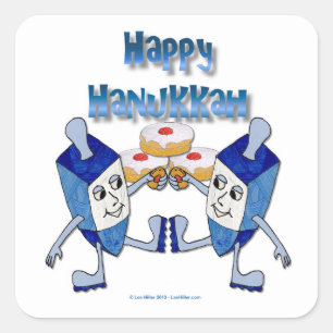 Hanukkah Dancing Dreidels en Jelly Doughnuts Vierkante Sticker