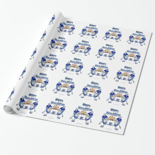 Hanukkah Dansende Dreidels en Gelei Donuts Cadeaupapier