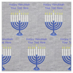 Hanukkah Dark Blue Menorah Faux Silver Crafts Stof
