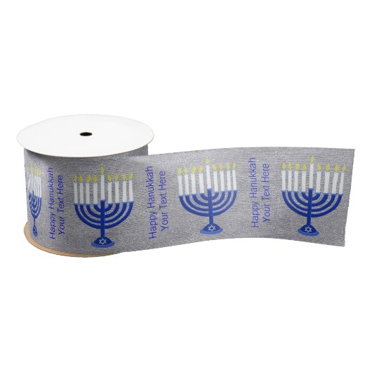 Hanukkah Dark Blue Menorah op Faux Silver Custom Lint (Spoel)
