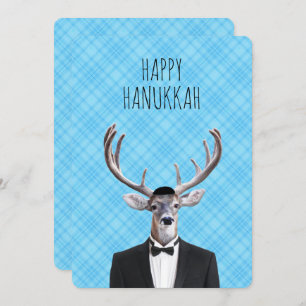 Hanukkah Deer met Tux en Yarmulke Kaart