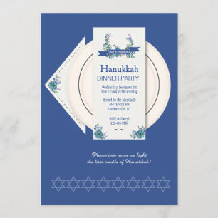 Hanukkah Dinner Party Invitation Kaart