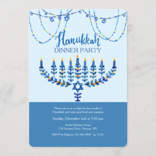 Hanukkah Dinner Party Invitation Kaart