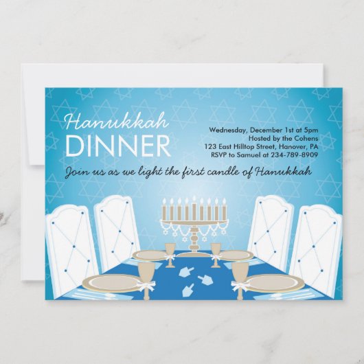 Hanukkah DInner Party-uitnodigingen Kaart (Voorkant)