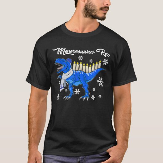 Hanukkah Dinosaur Menorasaurus T Rex Dino Chanukah T-shirt (Voorkant)