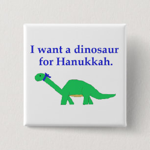 Hanukkah Dinosaur pin Vierkante Button 5,1 Cm