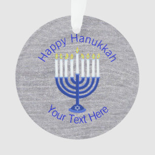 Hanukkah Donkerblauwe Menorah Chrismukkah Bling Ornament
