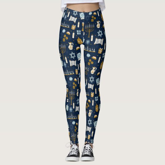 Hanukkah Doodles leuke geïllustreerde Leggings (Voorkant)