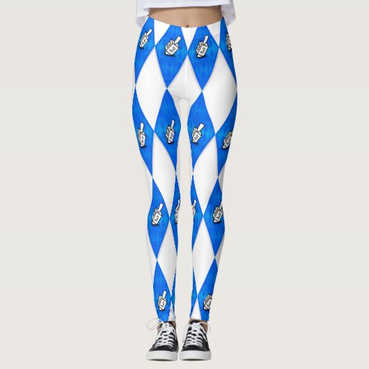 Hanukkah Dreidel Argyle Pattern Leggings (Voorkant)