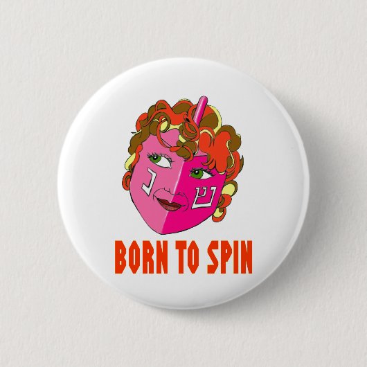 HANUKKAH DREIDEL BORN TO SPIN GIFT RONDE BUTTON 5,7 CM (Voorkant)
