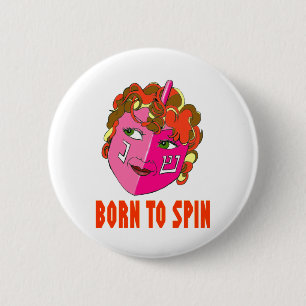 HANUKKAH DREIDEL BORN TO SPIN GIFT RONDE BUTTON 5,7 CM