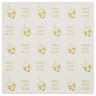 Hanukkah DREIDEL GOLD Peace Love Joy Stof