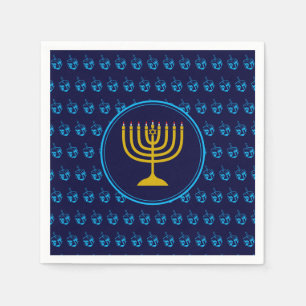 HANUKKAH   Dreidel Menorah BLUE Paper Servet