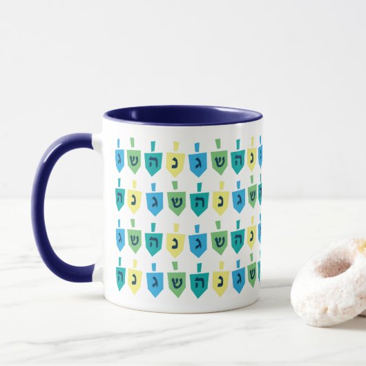 Hanukkah Dreidel Party Mug Mok (Met donut)