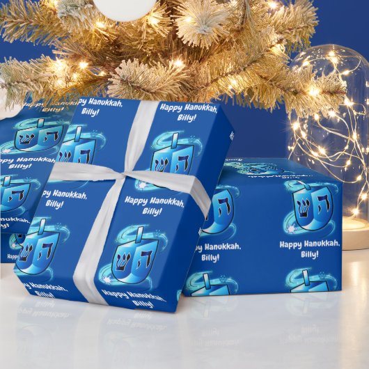 Hanukkah Dreidel Spinning Name  Cadeaupapier (Feestdagen)