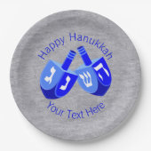 Hanukkah Dreidels Blue Festival of Lights Party Papieren Bordje (Voorkant)