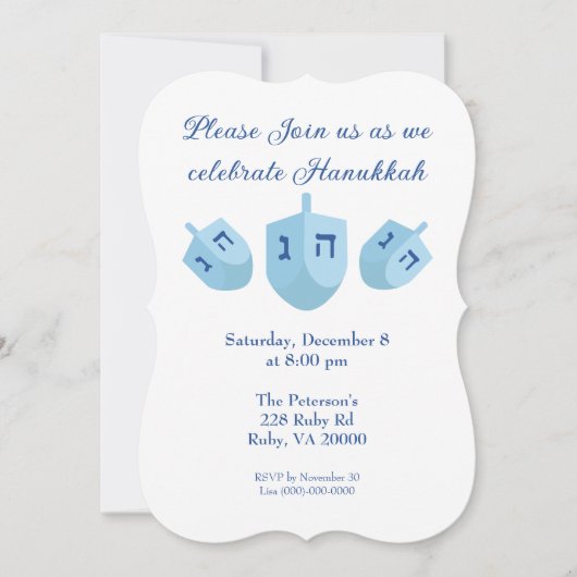 Hanukkah Dreidels Feest Kaart (Voorkant)