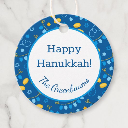 Hanukkah Dreidels Gift Label (Voorkant)