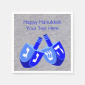 Hanukkah Dreidels in Blauw Vet en Bright Party Servetten (Voorkant)