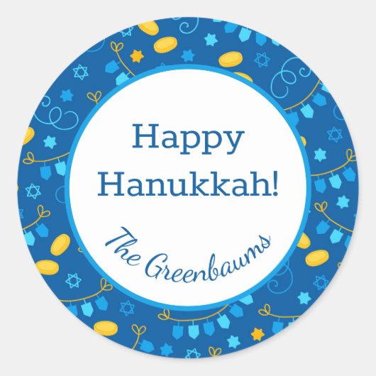 Hanukkah Dreidels Ronde Sticker (Voorkant)