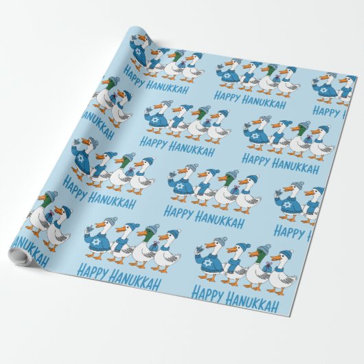 Hanukkah Ducks Cadeaupapier (Uitgerold)