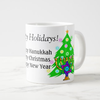 Hanukkah en Kerst samen koffiemok Extra Grote Beker