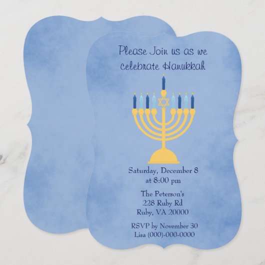 Hanukkah-feest Kaart (Voorkant / Achterkant)