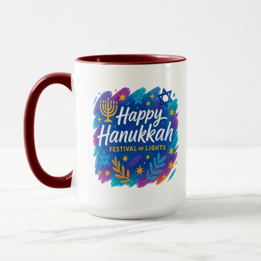 Hanukkah Festival des Lumières Art – Mug Combo (Gauche)