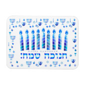 Hanukkah Festival Party Blue Ornament Magneet (Horizontaal)