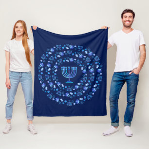 Hanukkah Festival van Lights Mandala blauw van de  Fleece Deken
