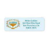HANUKKAH Floral Wreath Menorah Retouradres Etiket (Voorkant)