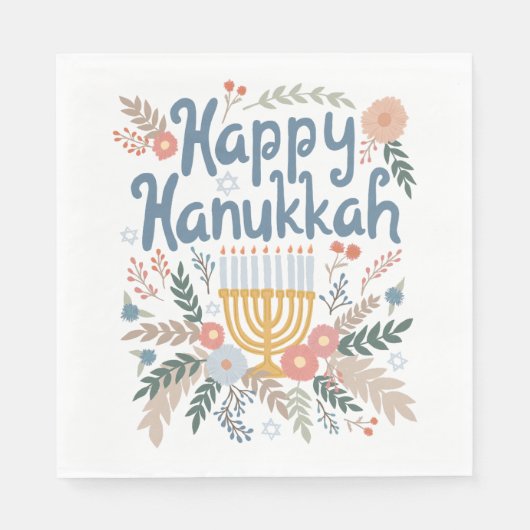 Hanukkah FLorals Hand-drawn Art CUSTOM  Servet (Voorkant)