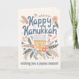 Hanukkah FLorals Hand-getrokken kunst CUSTOM Feestdagen Kaart