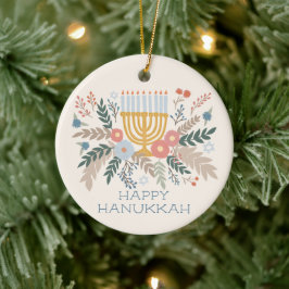 Hanukkah FLorals Hand-getrokken Kunst CUSTOM FOTO Keramisch Ornament