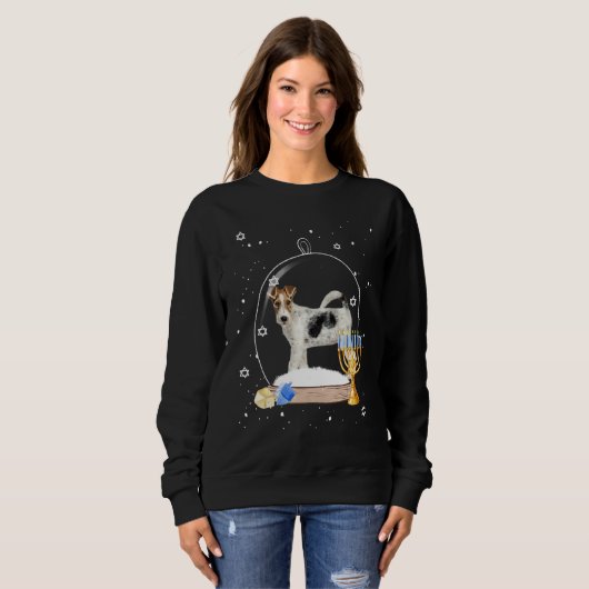 Hanukkah Fox Terrier Dog Snow Globe Pajama Trui (Voorkant volledig)