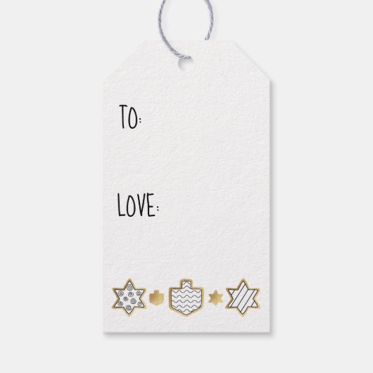 Hanukkah Gift Labels Black N Gold Cadeaulabel (Achterkant)